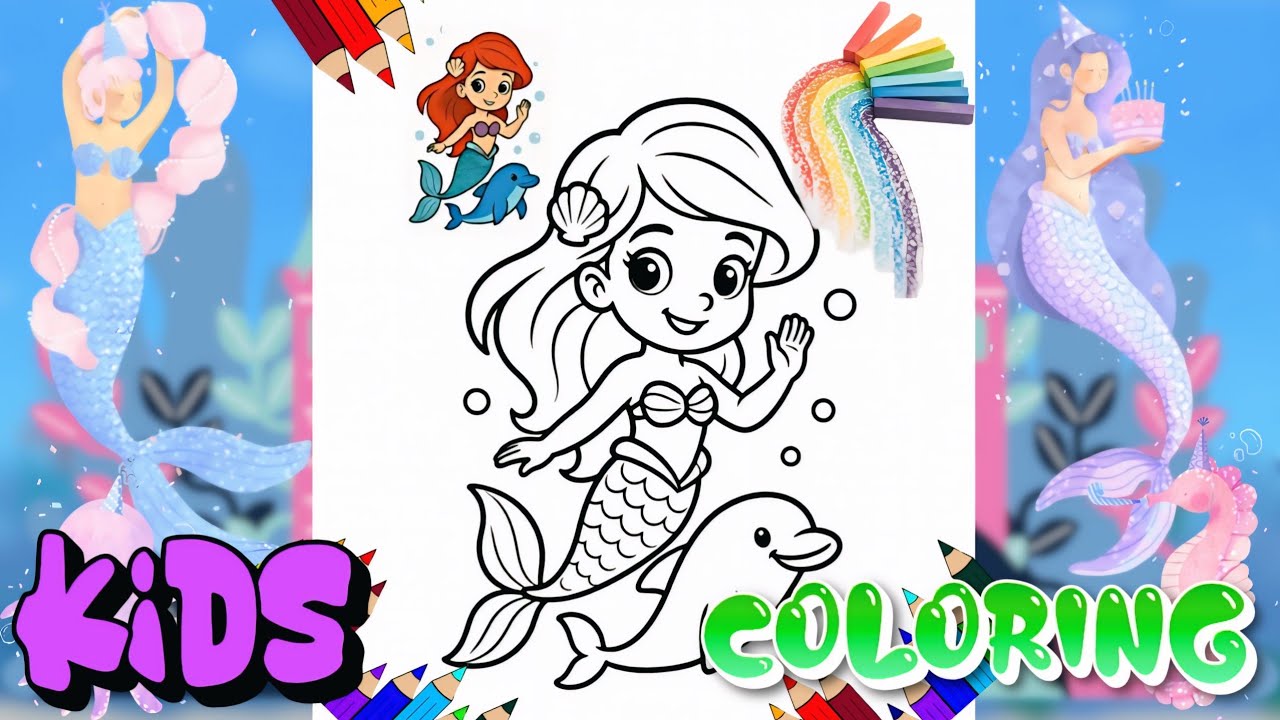 🧜‍♀️ Magical Mermaid Coloring for Kids |Fun Ocean Coloring Pages |Learn ...