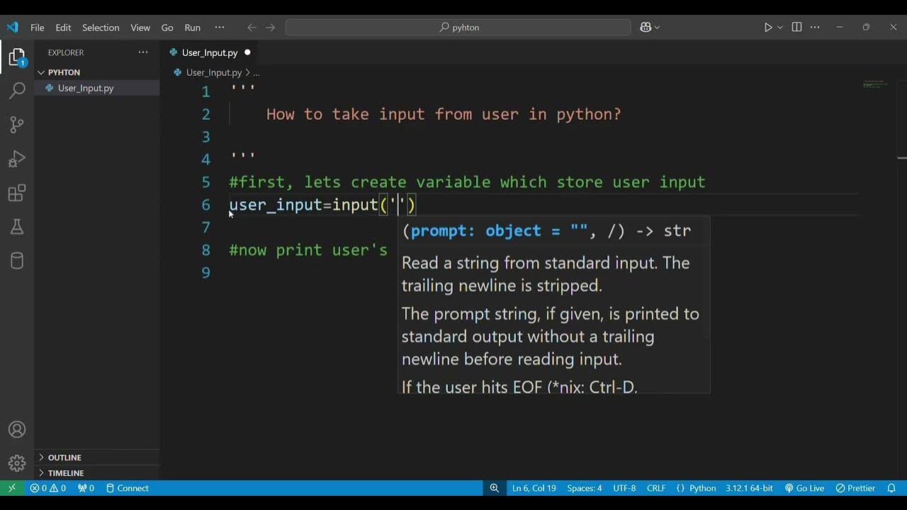 How to take user input in python - YouTube image.
