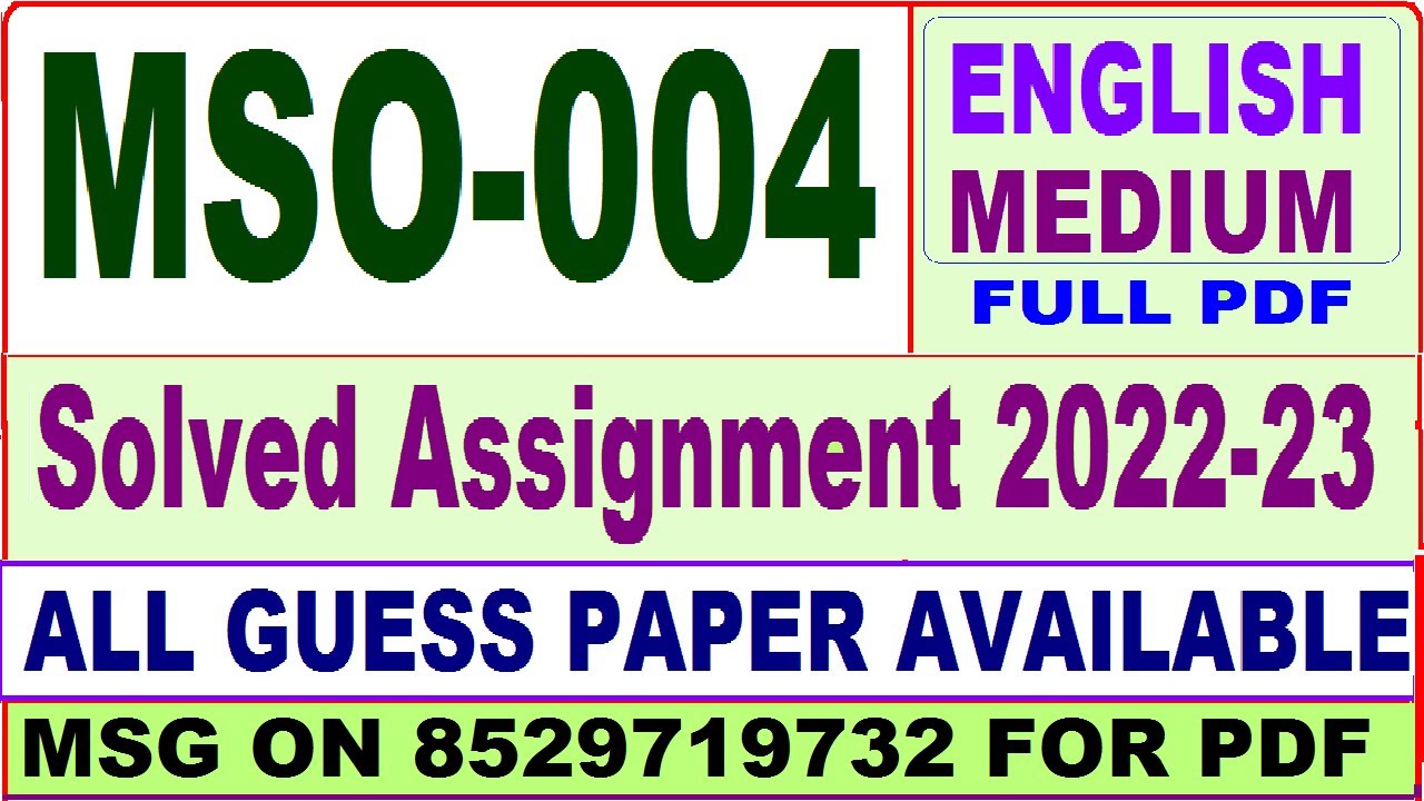 ignou mso solved assignment 2022 23