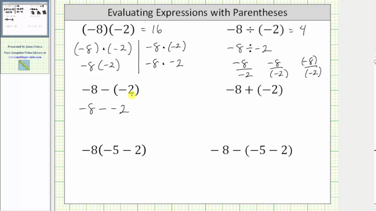 Evaluate Expressions with Parentheses