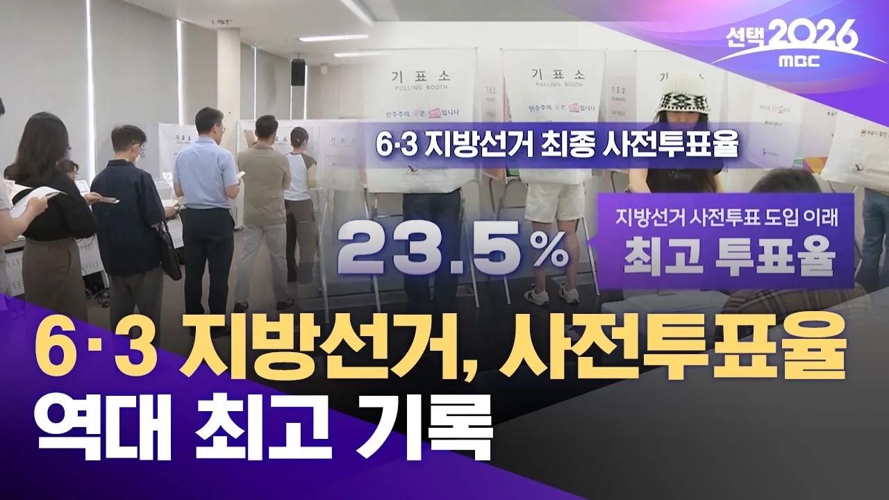 6·3 사전투표율 역대 최고치‥마감 2시간 전 역대 지선 기록 갈아치워 (2026.05.30/뉴스데스크/MBC)