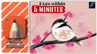 How to draw bird in Autodesk Sketchbook | within 5 minutes | Simple and Easy Digital Art | screenshot 3