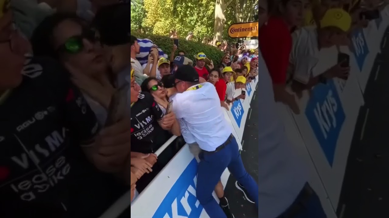 Tour de France “Streaker” gets Absolutely Dumped over the Barrier WWE Style! 
