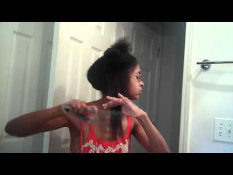 How I Flat Iron My Natural Hair comb chase--Tutorial