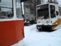 В Твери из-за снегопада стоят трамваи.MPG