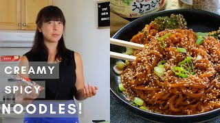 Creamy Spicy Gochujang Noodles | Easy Dinner For One