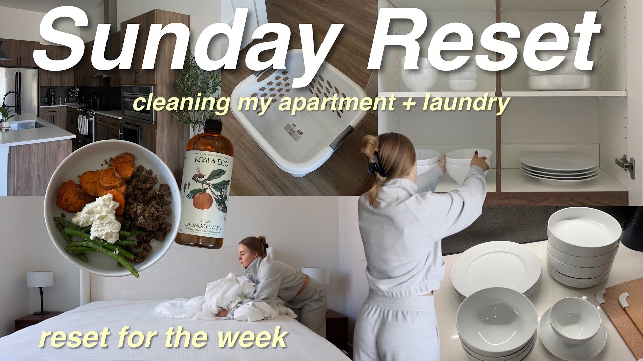 SUNDAY RESET 🧼 *cleaning* apartment reset + prep for the week!
