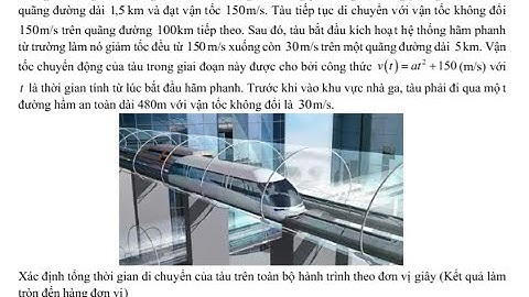 Toán 12: Tích phân: Một khoang tàu Hyperloop thế hệ mới dài 20 m thực hiện một hành trình trong