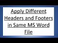 How To Insert Different Header And Footer In Word | In Any MS Version 2013/2010/2007 (Hindi)