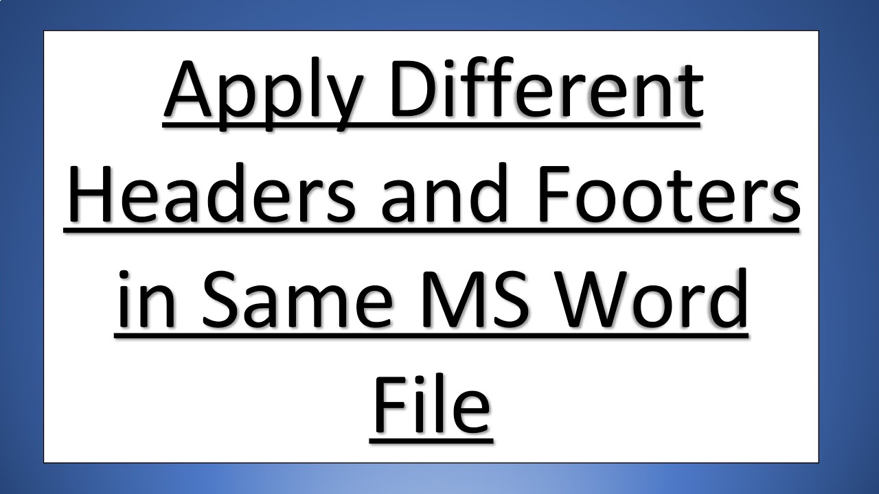 How To Insert Different Header And Footer In Word | In Any MS Version 2013/2010/2007 (Hindi)