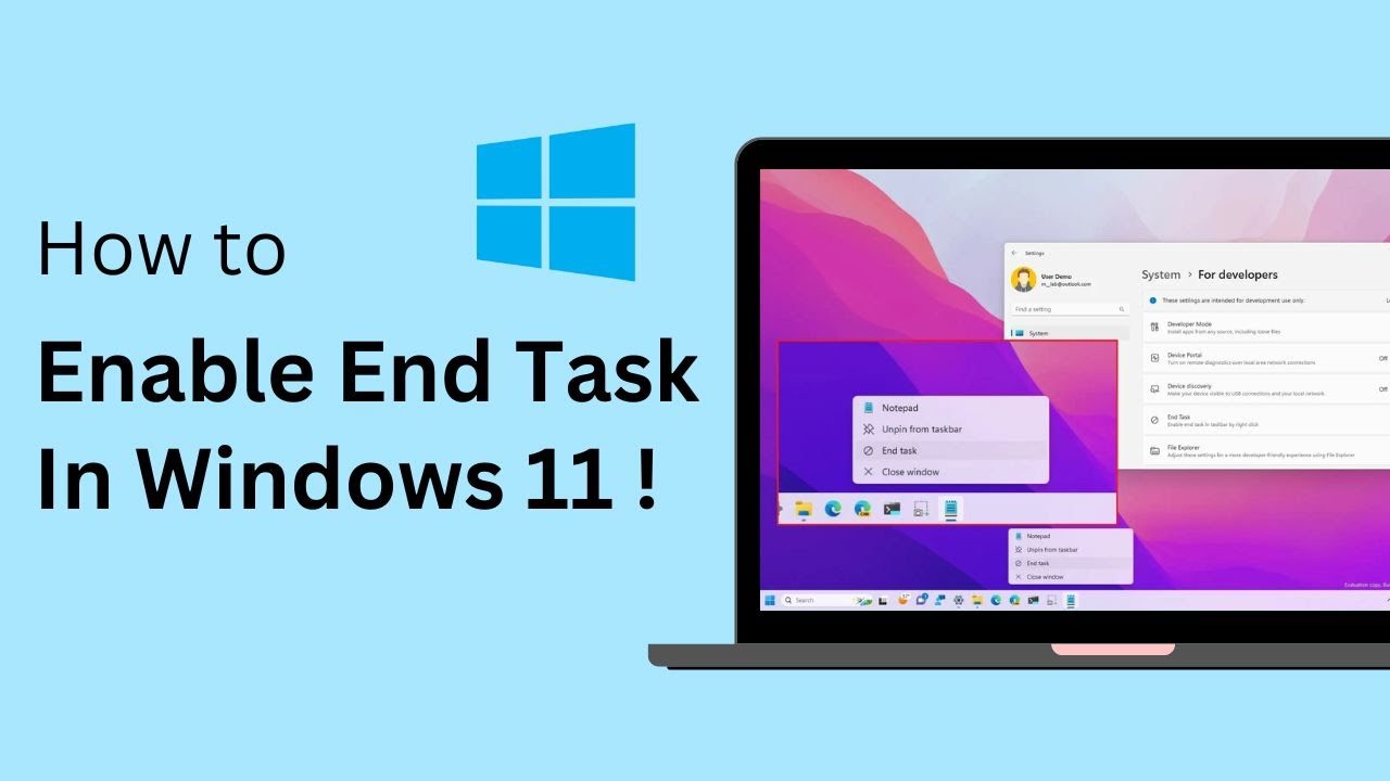How To Enable End Task In Windows 11 ! - YouTube