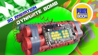 Green Screen WireBomb Dynamite with Clock Timer 3D Animation PixelBoom