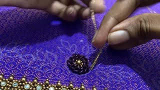 Simple and elegant Aari embroidery work blouse sleeve design// Aari work