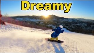 Sunset Snowboarding In Steamboat Colorado