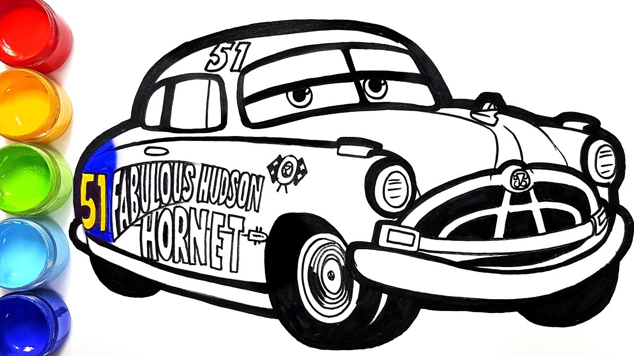 How to draw Doc Hudson Hornet CARS 3 painting for kids drawing coloring