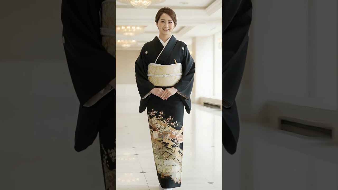 正絹黒留袖レンタル】 90008 刺繍吉祥柄黒留袖袋帯セット 【身長