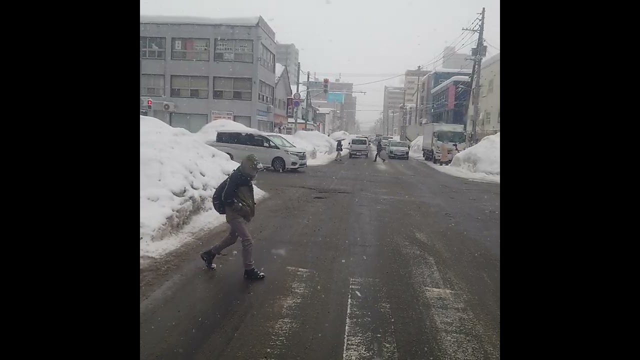 札幌市内2026年2月13日pm13:30分頃、札幌中心部〜北2条通り〜国道12号線（大谷地付近まで)の走行動画