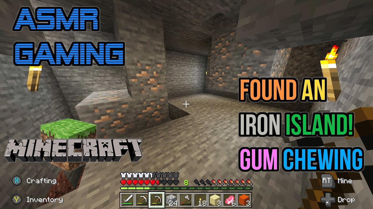 ASMR Gaming | Minecraft Found A Secret Iron Island! Gum Chewing 🎮Controller Sounds + Whispering😴💤