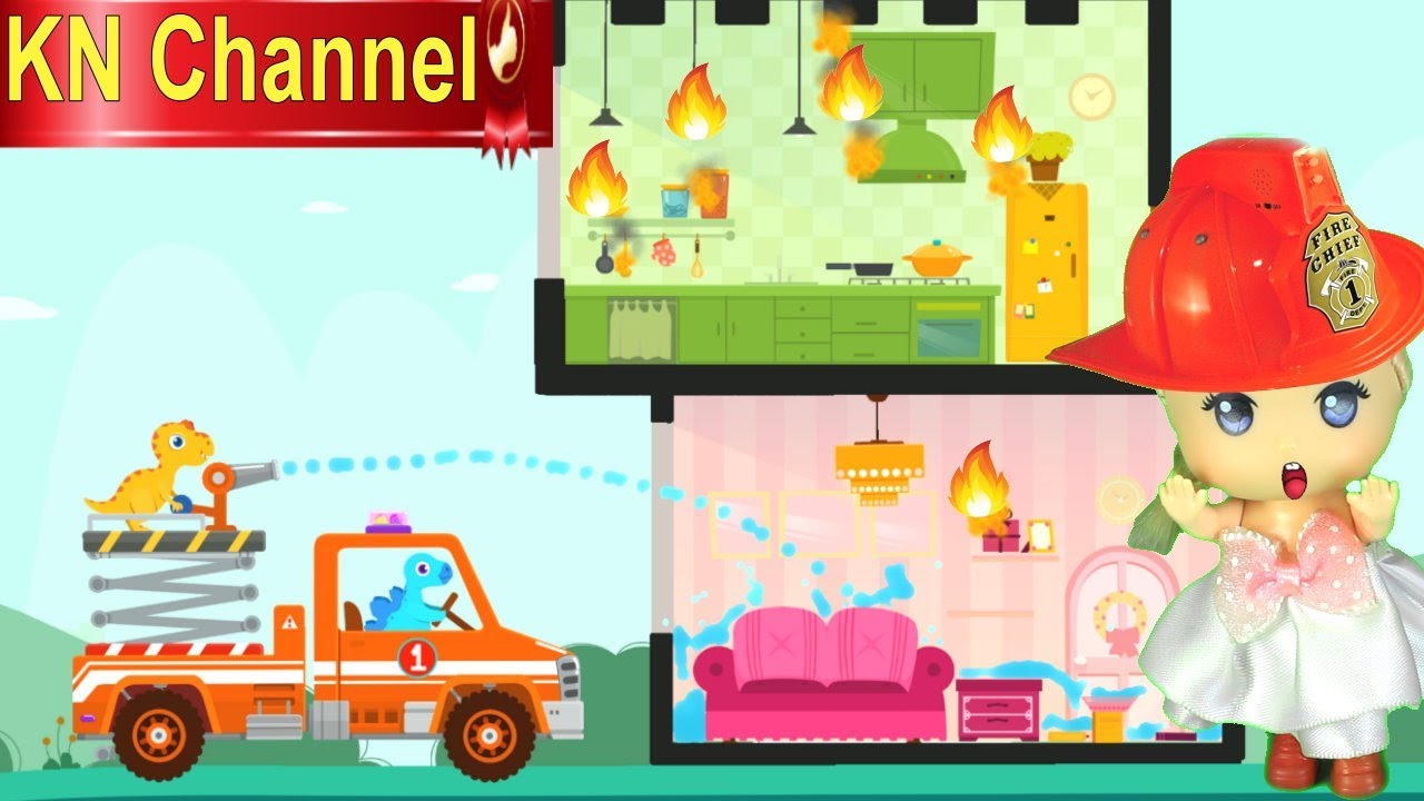 ĐỘI CỨU HỘ BÚP BÊ KN Channel CỨU HỎA VÀ BẮT CƯỚP NGÂN HÀNG KHỦNG LONG TẬP 1