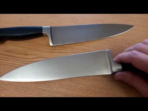 Ножи ZWILLING J.A. HENCKELS в ракурсах ДО и ПОСЛЕ заточки (шефы, 200 мм лезвие)