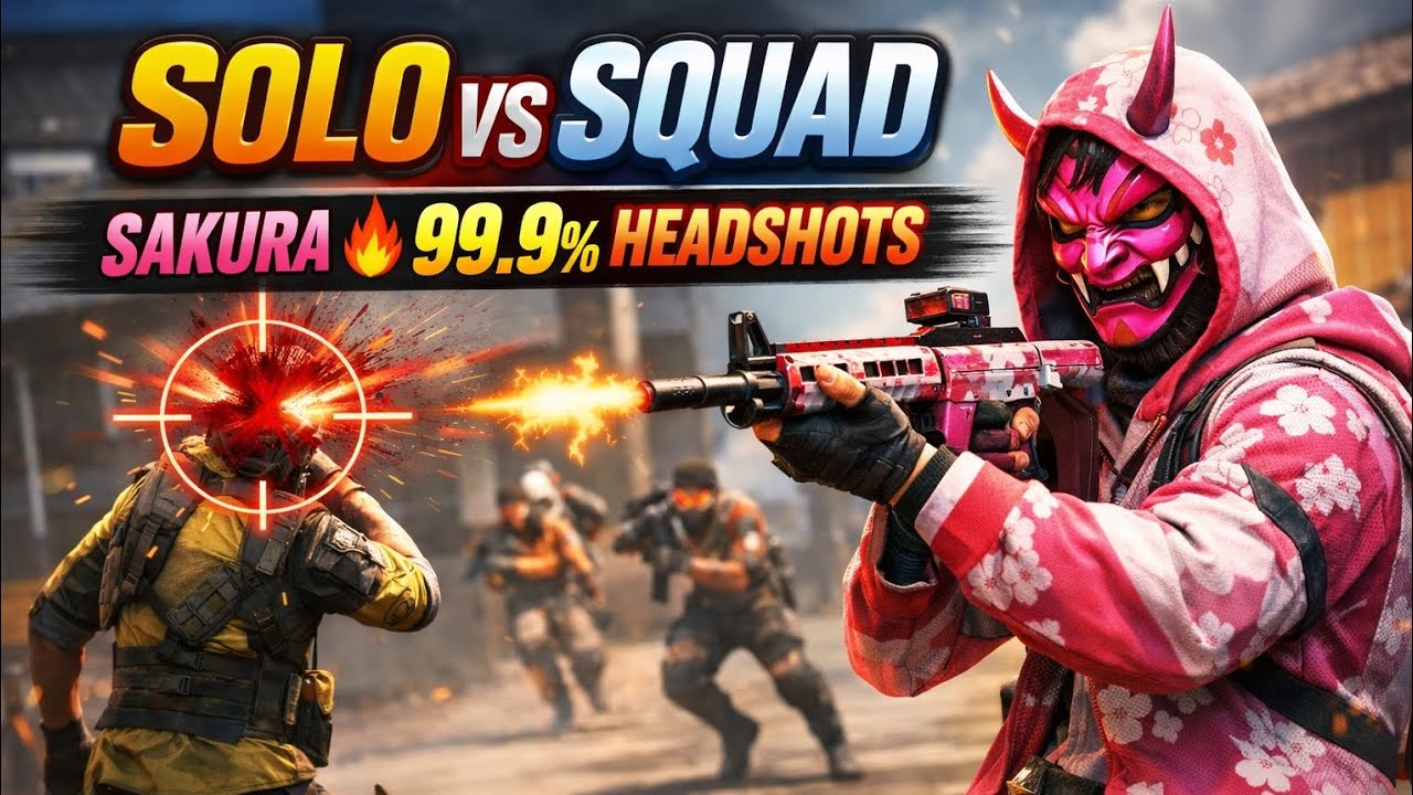 SOLO vs SQUAD Full Gameplay | 99.9% HEADSHOT Free Fire #freefire # ...