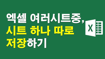 엑셀 여러시트중, 시트 하나 따로 저장하기