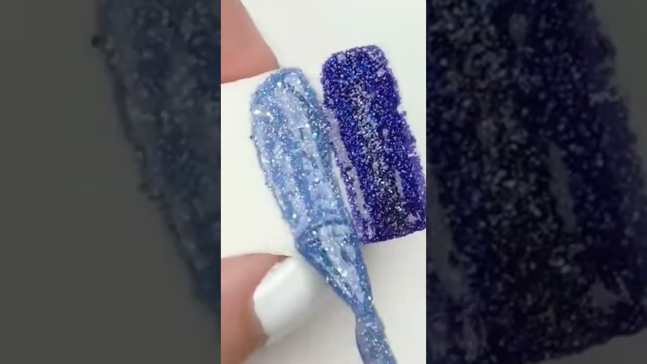 Nail art blue glitter blue easy try it 