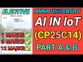 AI in IoT -CP25C14 | ME CSE| Elective |CP25C14 | Internet of Things |Artificial Intelligence#cp25c14