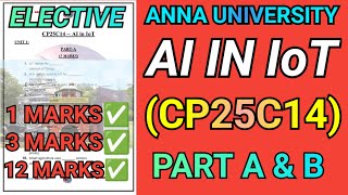 AI in IoT -CP25C14 | ME CSE| Elective |CP25C14 | Internet of Things |Artificial Intelligence#cp25c14