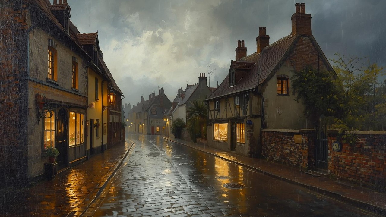 Irish Village Street at Dusk St. Patrick’s Day Vintage Painting | Frame TV Art | 2-Hour Screensaver