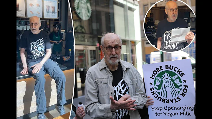 James Cromwell superglues hand to Starbucks counter in PETA protest