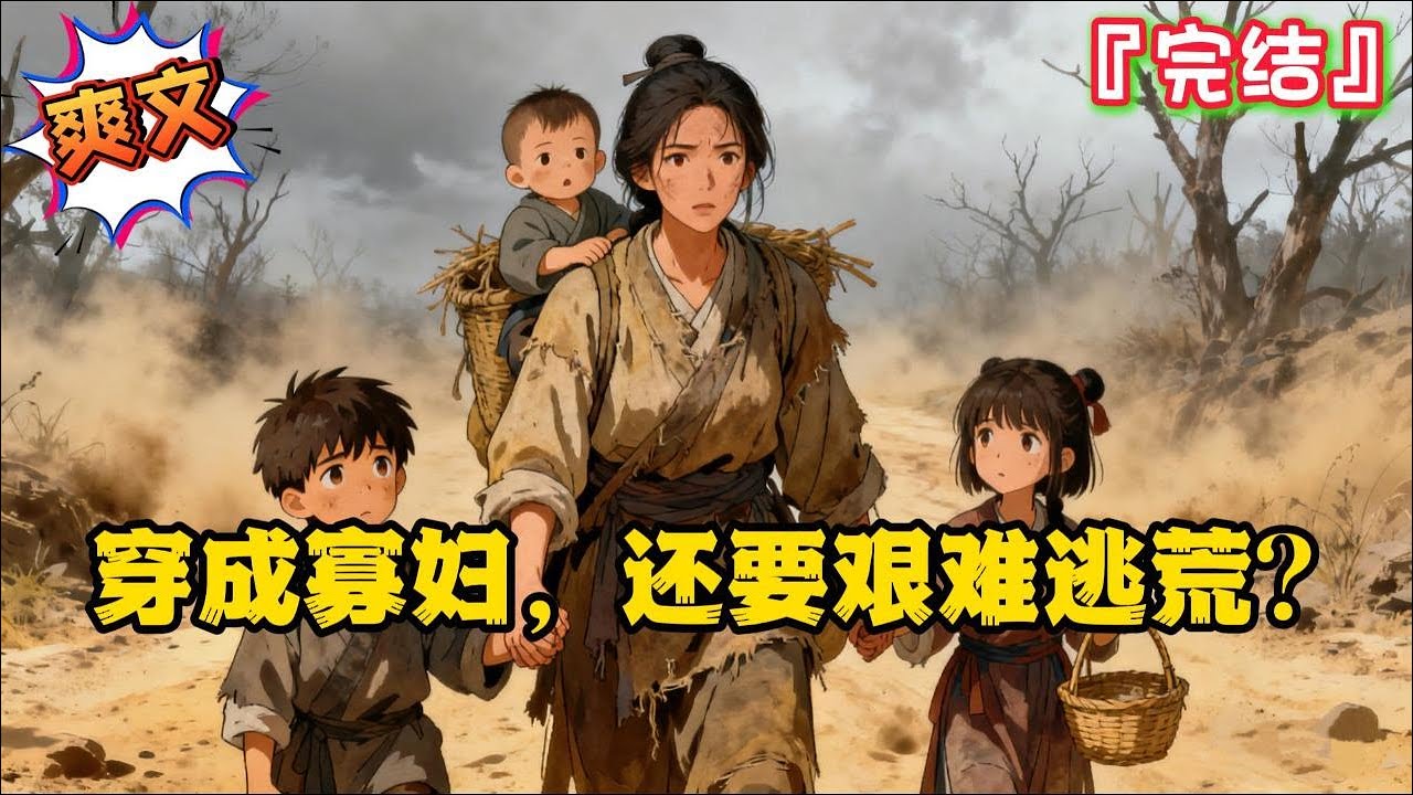 完结《穿成寡妇，还要艰难逃荒？》夏晚月穿到古代平安县稻田村一位寡妇身上，开局就死了丈夫，留下三个孩子，好不容易接受了这一切，各种天灾人祸接踵而至… #逃荒 #种田 #古代言情 #穿越 #小说 #空间