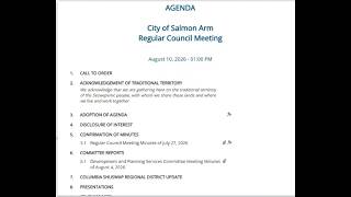 Regular Council Meeting Aug 10, 2026