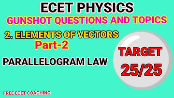 L4: ECET PHYSICS ELEMENTS OF VECTORS | PARALLELOGRAM LAW MAGNITUDE AND PHASE | @freeecetcoaching