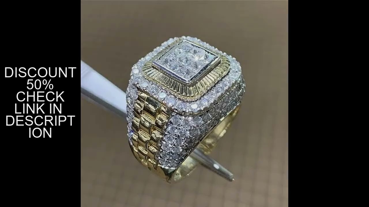 Domineering Gold Color Hip Hop Ring for Men Women Fashion Inlaid White Zircon Stones Punk Wedding Ri