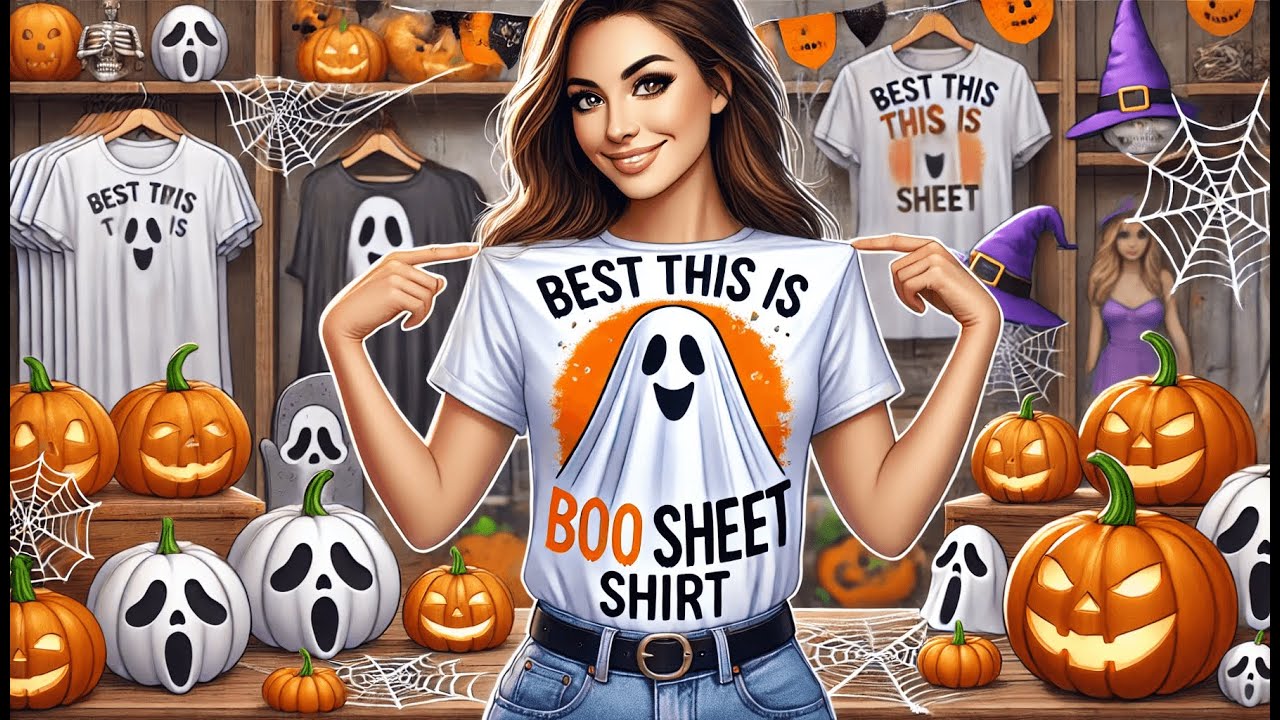 🎃 OCURHU Halloween T-shirts | Best This Is Boo Sheet Shirt 👻