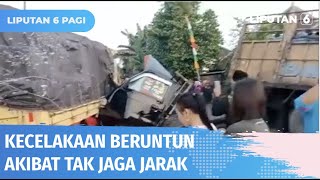 Diduga Tak Jaga Jarak, Truk Tronton Tabrak Mobil Pikap dan Picu Kecelakaan Beruntun | Liputan 6 Diduga Tak Jaga Jarak, Truk Tronton Tabrak Mobil Pikap dan Picu Kecelakaan Beruntun | Liputan 6