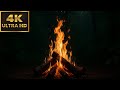 Campfire in Forest | 4K | 10 hours | Ambient Fireplace for TV Background &amp; Screensaver