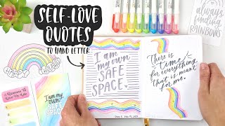 Hand Lettering Self Love Quotes + February Journal Flip Through