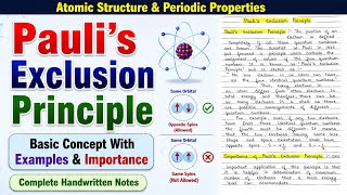 Pauli Exclusion Principle | Complete Handwritten Notes for BSc. 1st Year #bscnotes