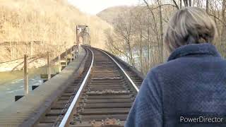 A walk on the rails to ghost town Caperton WV New River.