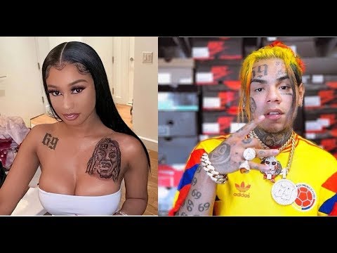 6ix9ine girlfriend 'Jade' gets a Portrait size Tattoo of his face on her chest for his 23rd birthday - YouTube
