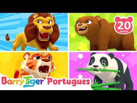 Cinco Animais do Zoológico 🐘 | Canções Infantis | BarryTiger em Português