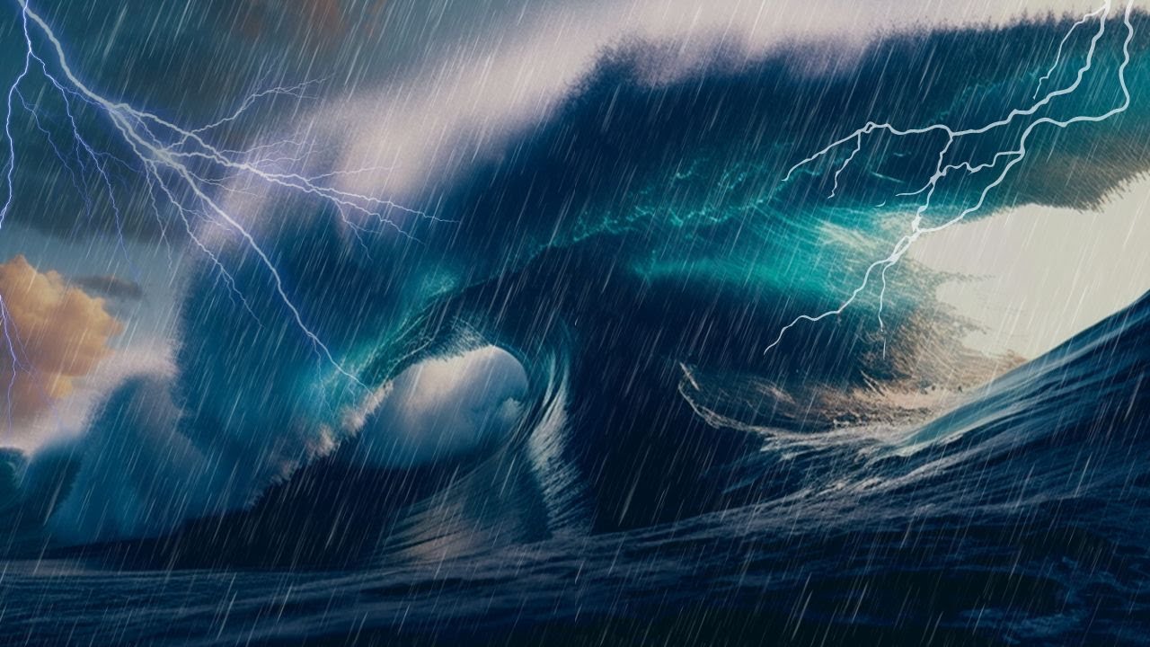 El sonido de la lluvia en el mar | El sonido de la gran tormenta es ...