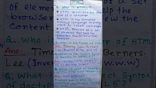 HTML Interview Questions and Answers l HTML Objective Questions #shorts #html #htmlquestions #html5