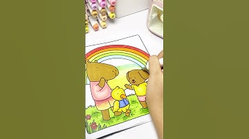 Available on Amazon🛒Duckling, puppy, and capybara under a rainbow 🌈#coloringbook #coloring
