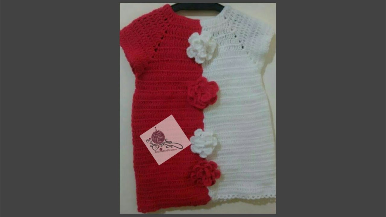 فستان كروشيه اطفال/فستان كروشيه crochet كروشيه بناتي/  بلونين كروشيه