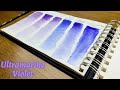 Watercolor Comparison: Ultramarine Violet-Daniel Smith, Winsor, Da Vinci, Schmincke, M Graham; Smalt