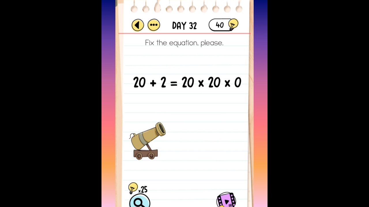 braintest #tricky #puzzles #daily level #day32 Fix the equation