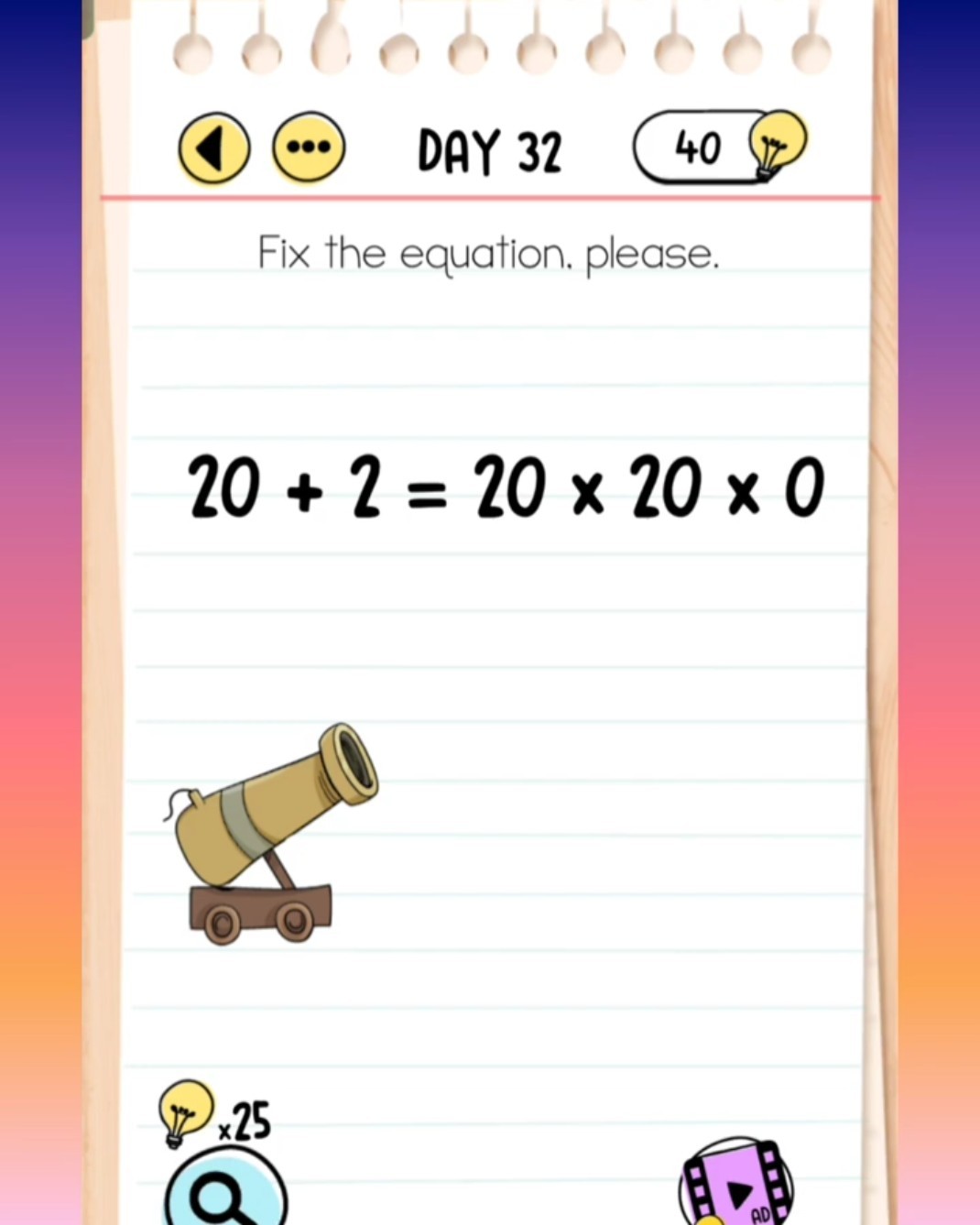 確認(´へωへ`*) braintest #tricky #puzzles #daily level #day32 Fix the equation